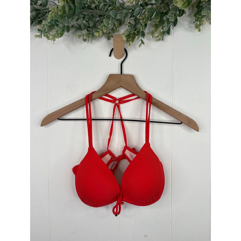 ‼️3/$30‼️ Shade & Shore Ribbed Bikini Top Size 36B Bright Coral Padded